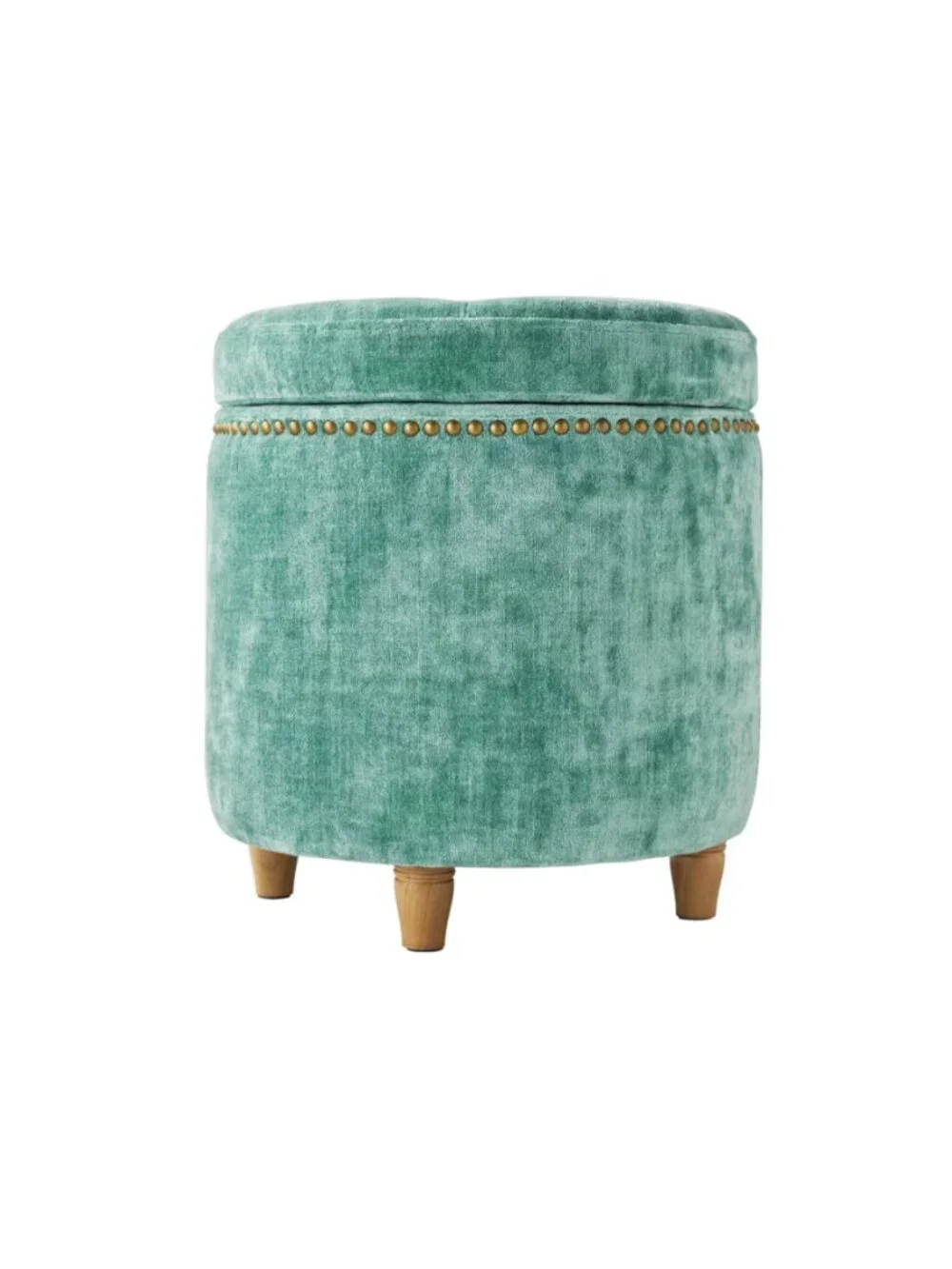 The Pioneer Woman Home Green Footstools Harper Round Velvet Storage Jade Ottoman